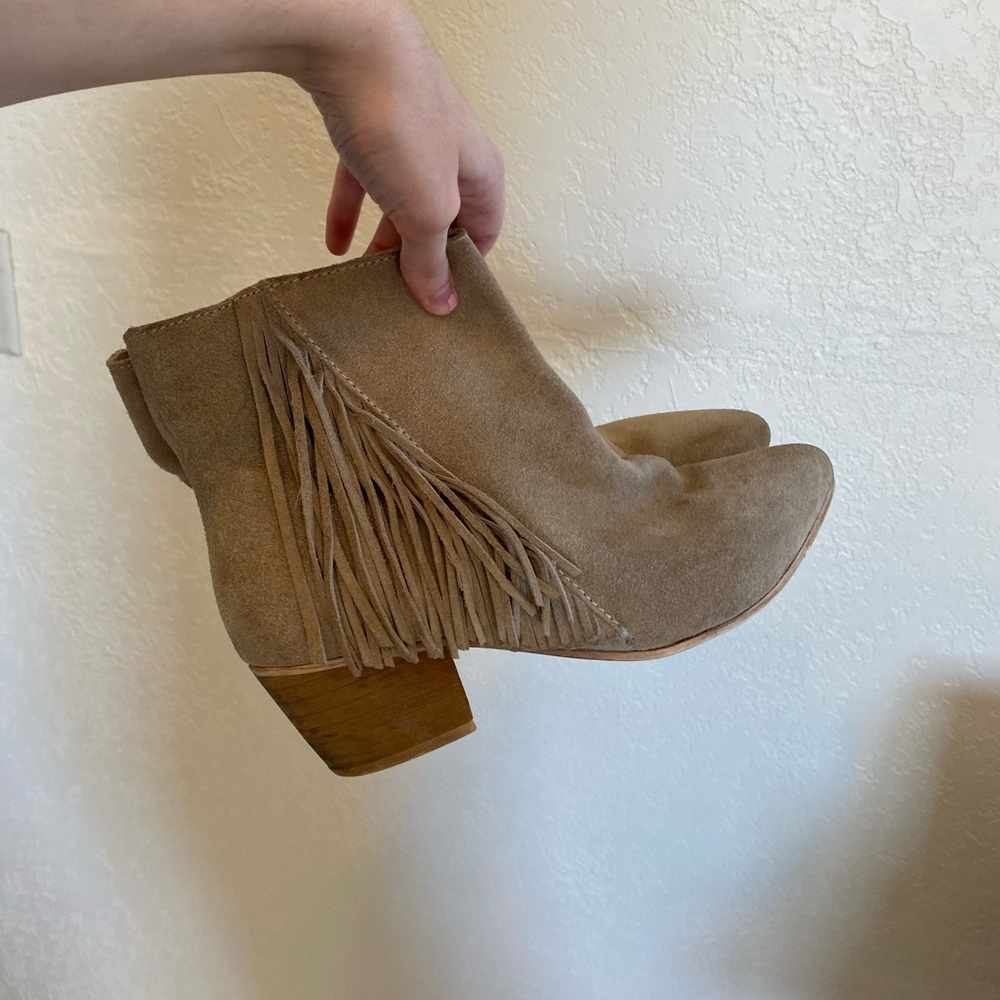 Leather/suede fringe booties